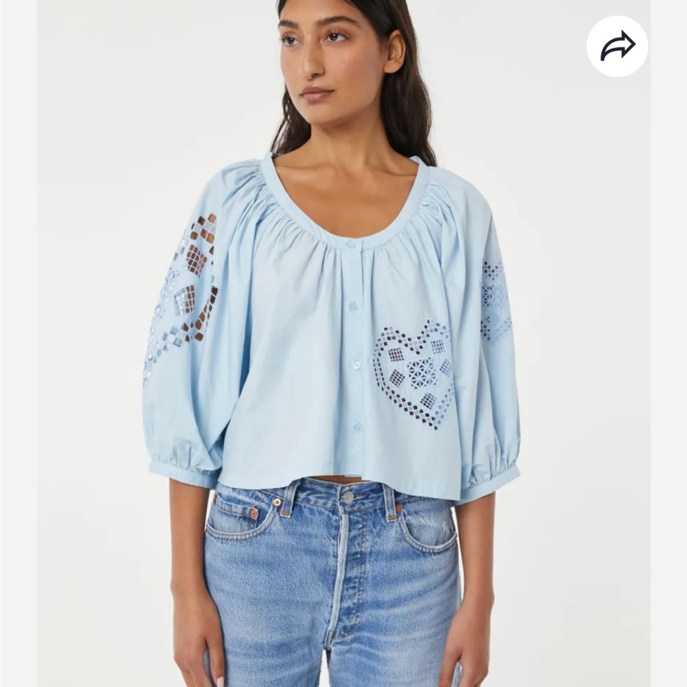 RHODE Tammy Top Sky Heart Eyelet